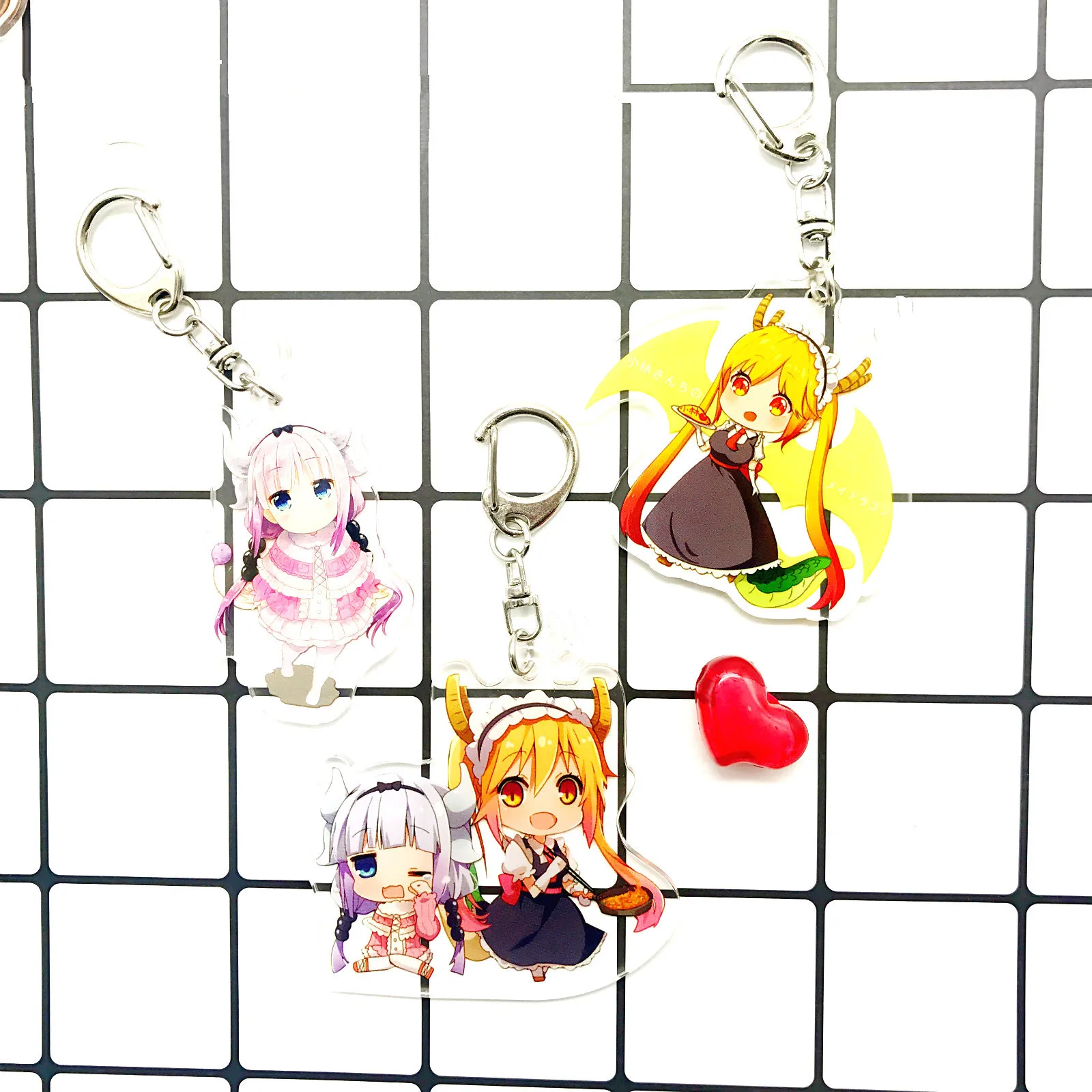 Anime Miss Kobayashi's Dragon Maid Tohru KannaKamui Cosplay Costume Key Pendant Props Acrylic Keychain Keyring