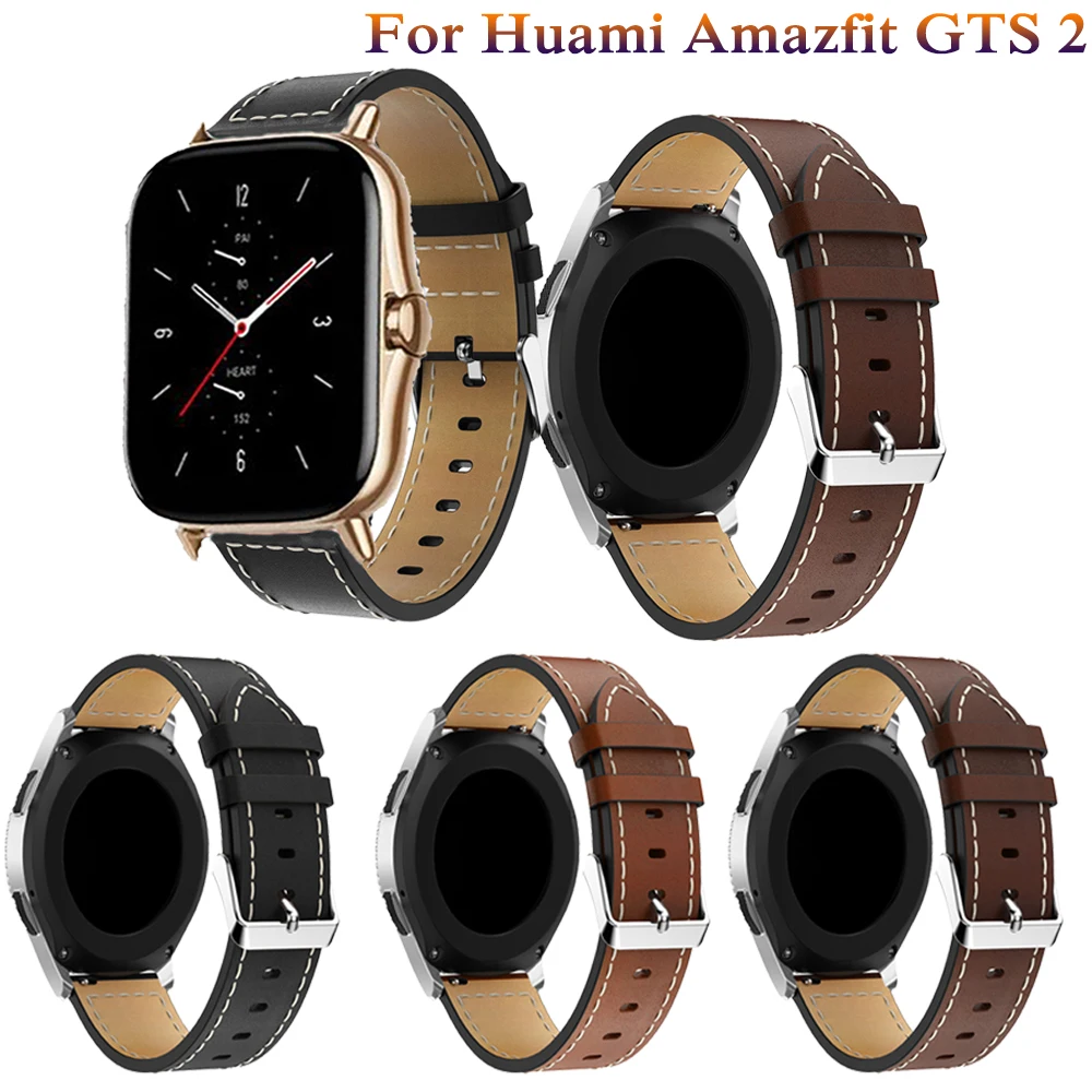 Leather Wrist Band Strap For Huami Amazfit GTS 2 / Mini Smart Watch Band Sport Bracelet For Xiaomi Amazfit Bip S/U / Pro / GTR