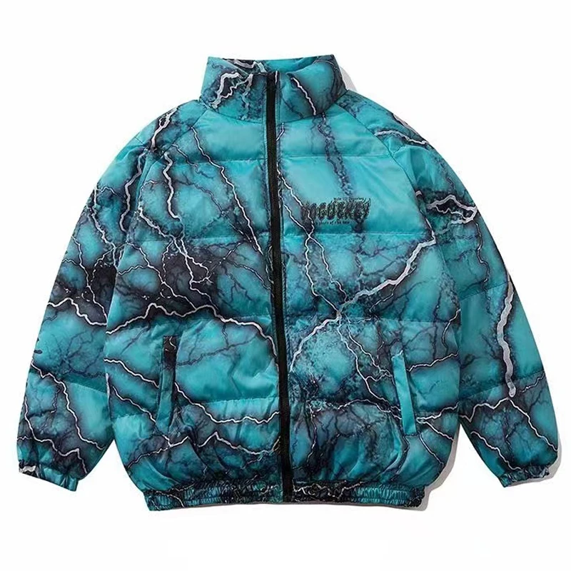 Cashew Flowers Printing Mens Down Jackets Casual High Quality Parkas Hip Hop Double-sided Wear Winter 2023 Coats Men\'s Clothing