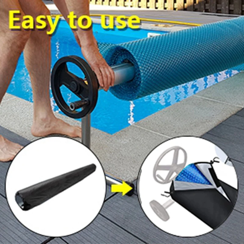 Swimming Pool Solar Reel Cover Winter Solar Reel Blanket Covers For Inground Pool For Pools Reel Up To 18' Wide Black