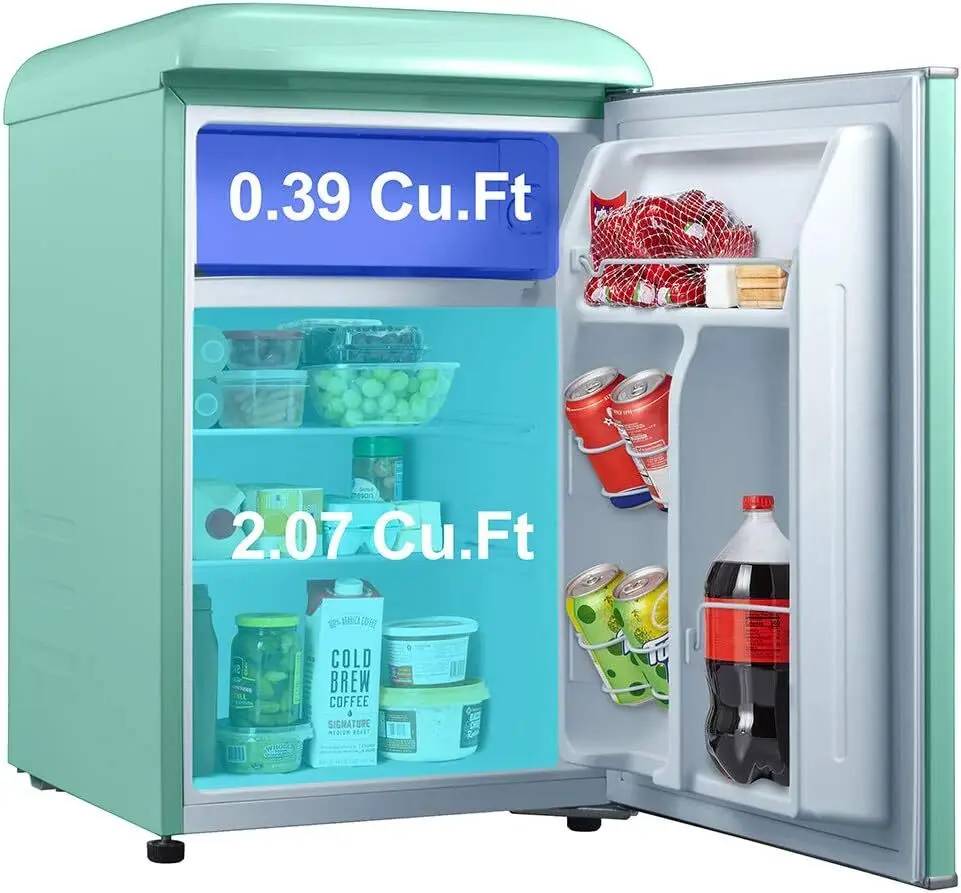 Retro Compact Refrigerator, Mini Fridge with Single Doors, Adjustable Mechanical Thermostat with Chiller,