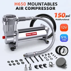 Heavy duty air suspension compressor 12V 200PSI/100% Duty Cycle Pump for Air Tanks, Bags & Air Horns Super Factory H650