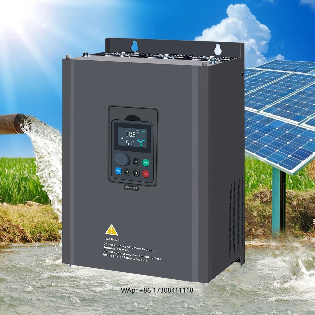 55kw عاكس المضخة الشمسية 380 فولت برامج تشغيل التردد المتغير عالية الكفاءة لمضخة المحركات الصيدية وفي الهواء الطلق