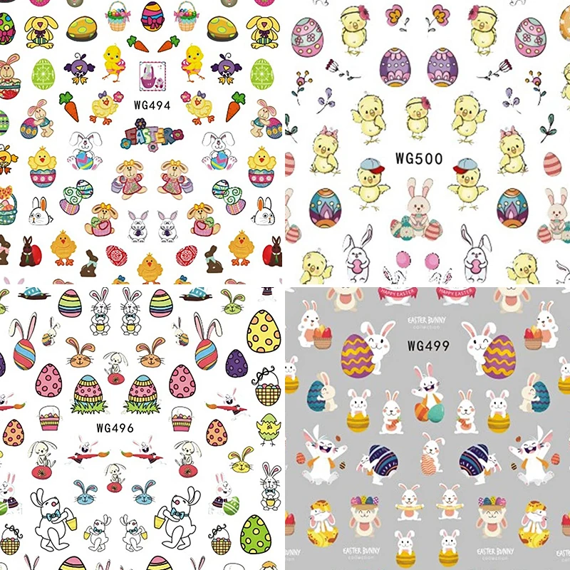 

Choice Low Price Promotion Cheap 1Pcs Easter Day Nail Art Sticker Cute Cartoon Rabbit Chick Adhesive Nail Art Decoration Decals