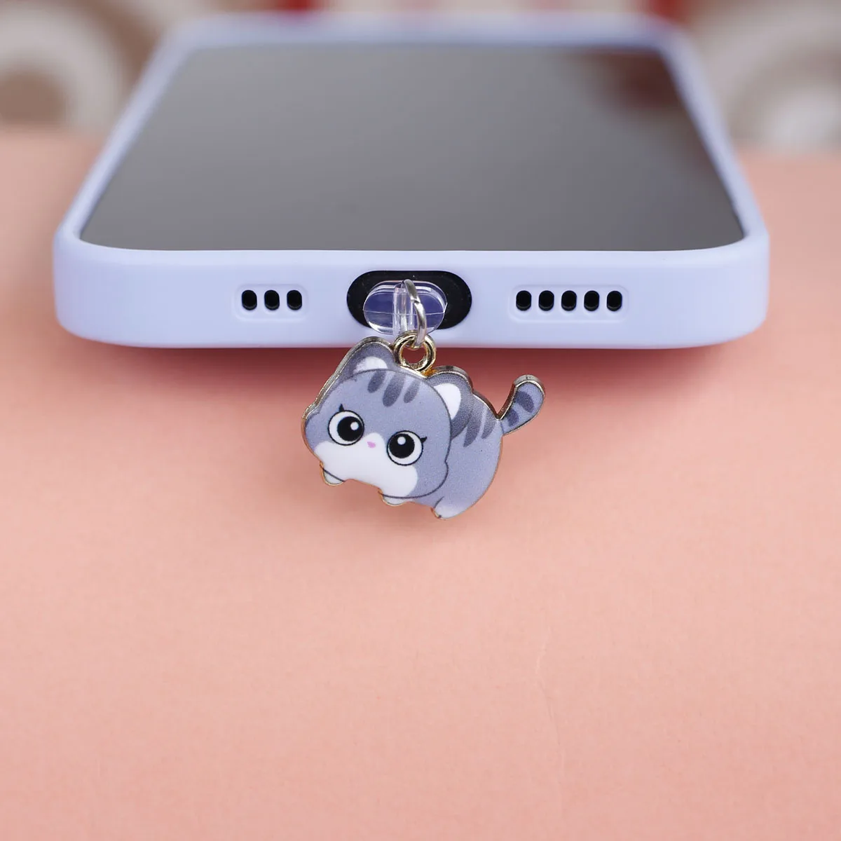 Niedlicher Katzen-Handy-Staubschutz-Anhänger in Mehrfarbig, aus Legierung, Zubehör-Dekoration für iPhone und Type-C-Anschlüsse, Geschenk-Lanyard – Detail 9