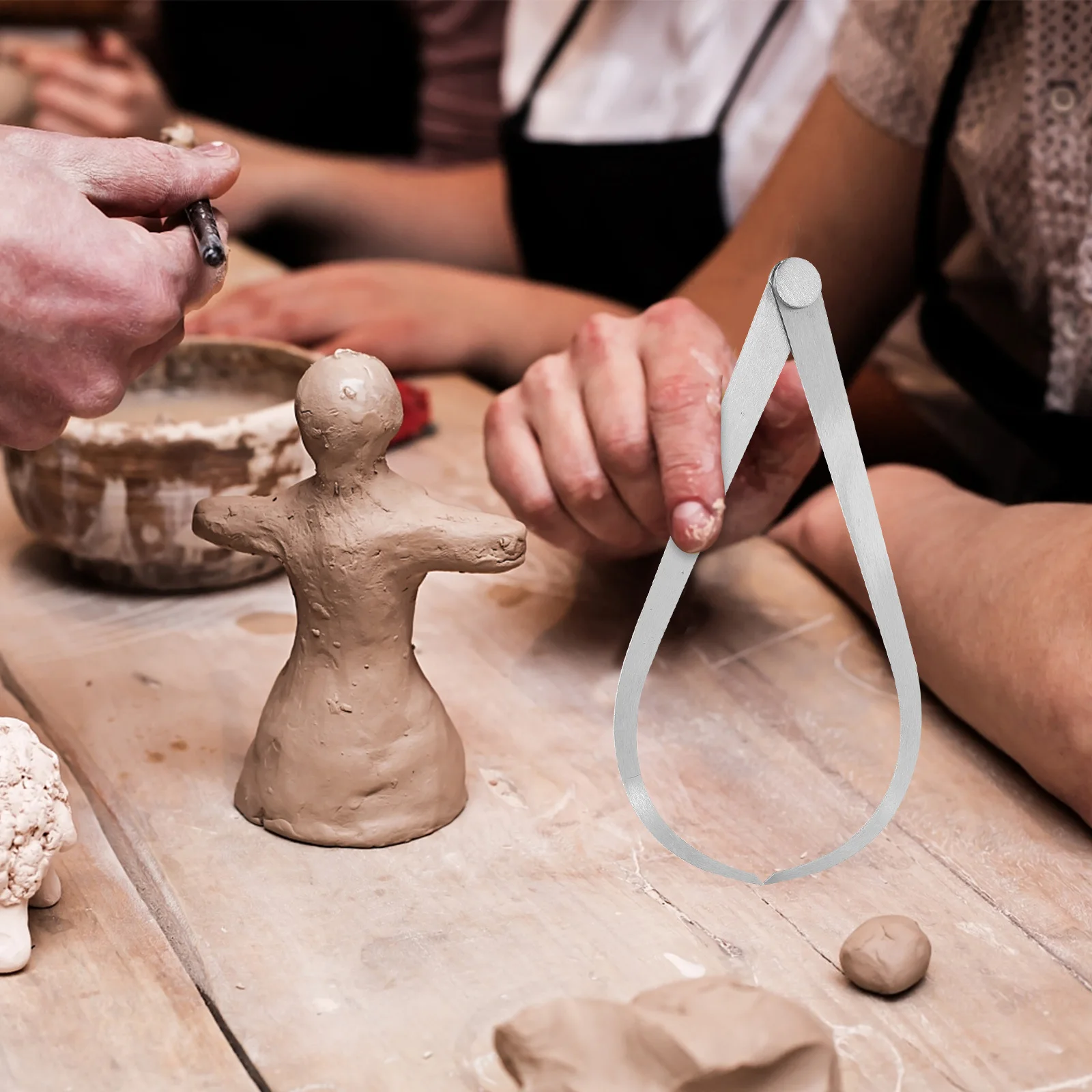 2 قطعة بطاقة الفولاذ المقاوم للصدأ الفرجار شركة مشتركة أدوات قياس الدقة لنحت الفخار السيراميك الطين #1