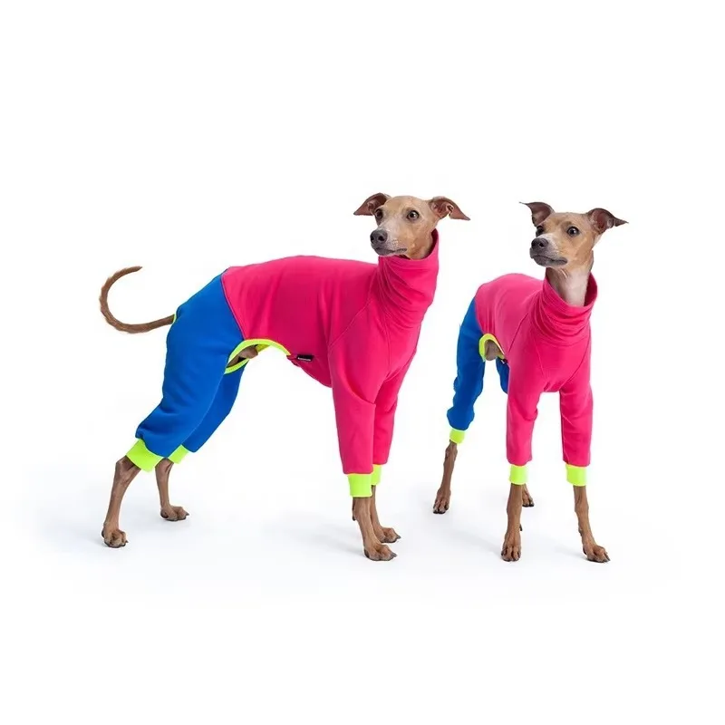 Warme Hundekleidung, Hochgeschlossener Fleece-Jumpsuit für Greyhound und Whippet Hunde, Viereckiger Dehnbarer Haustier-Pyjama, Weiche Ganzkörperkleidung – Detail 4