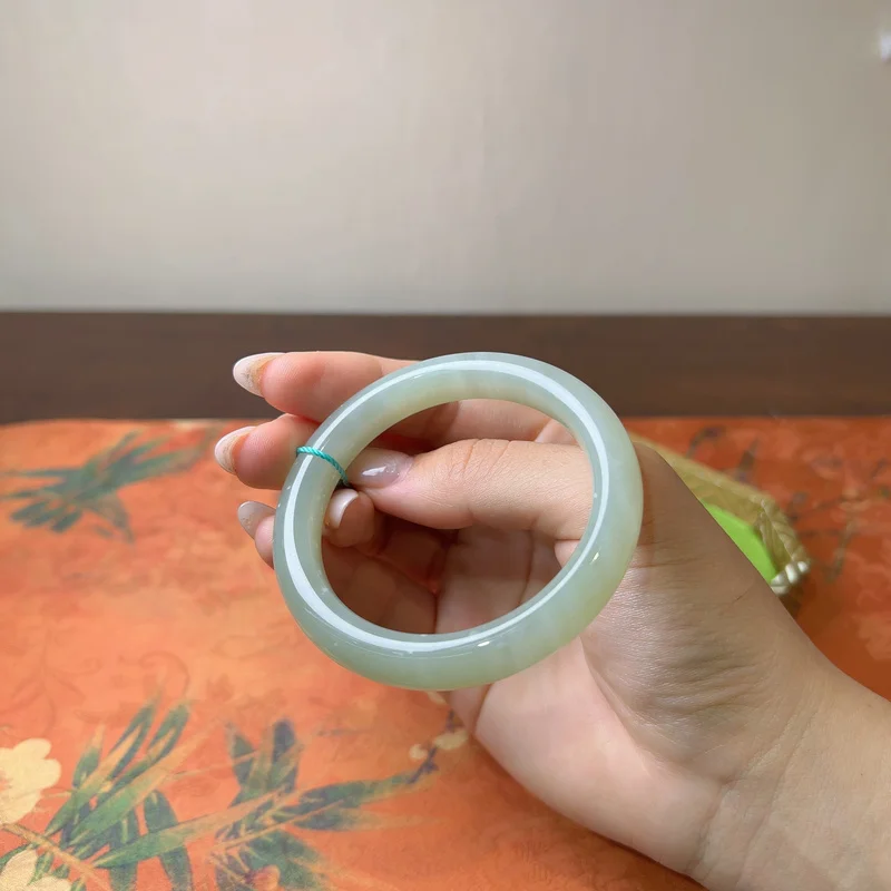 Natural Hotan Jade Qinghai Old Material Violet Emerald Plain Bracelet Women