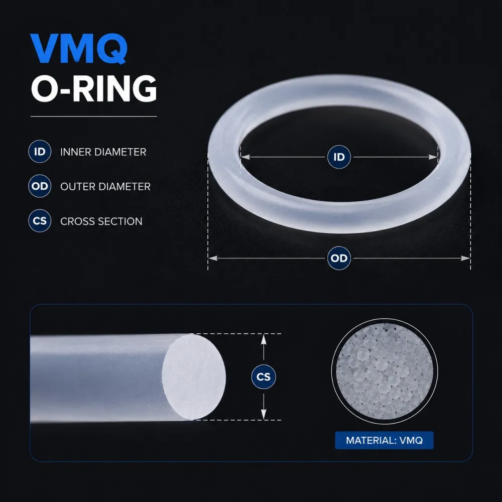 225Pcs High Temp Resistant White VMQFood Grade Silicone O Ring Kit Non-Toxic Waterproof Sealing Gaskets CS1.9/2.4mm OD6-20mm