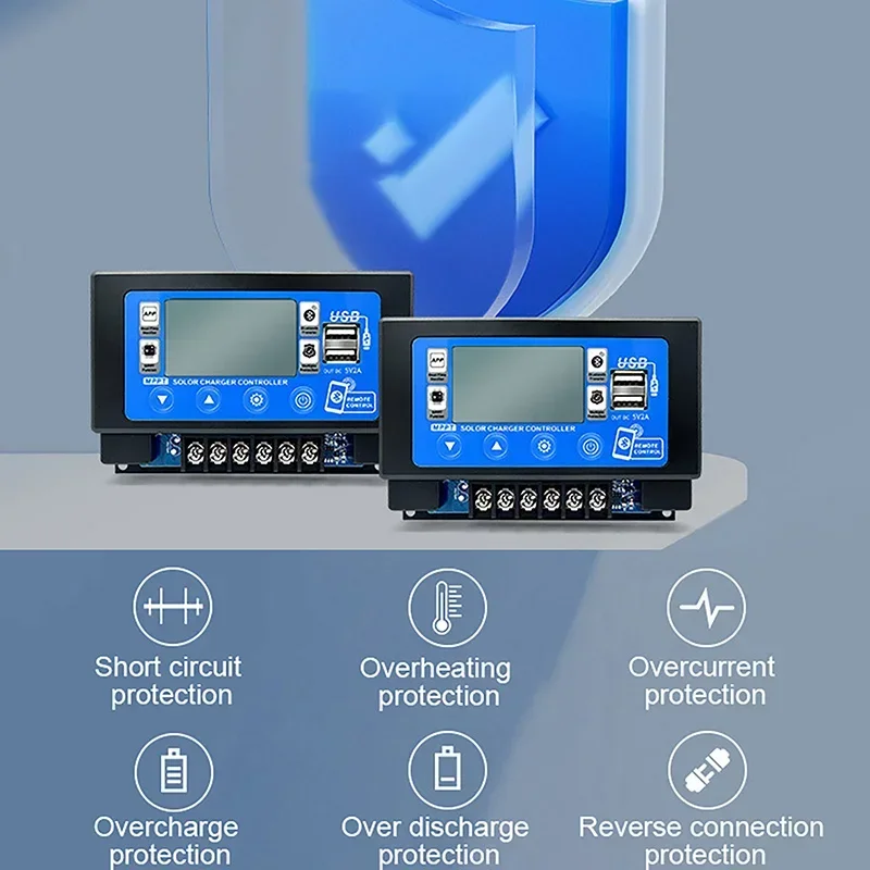 30A/40A/50A/60A bluetooth Solar Panel Controller Digital Display LCD Screen MPPT Controller Solar Panel Battery Smart Regulator