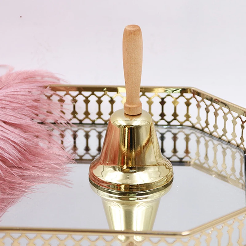 Attenzione festiva campana a mano di natale manico in legno asilo bambini natale Jingle Ring decorazioni natalizie campane di natale