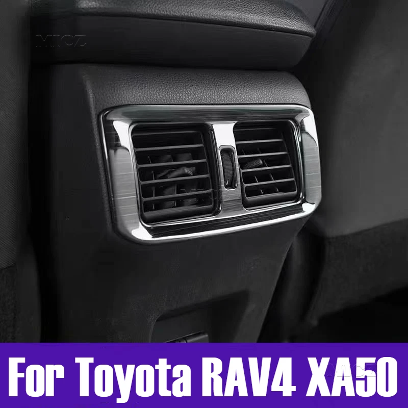 For Toyota RAV4 XA50 2019 2020 2021 2022 2023 2024 Car Rear Air Conditioning Vent Outlet Frame Cover Stainless Sticker