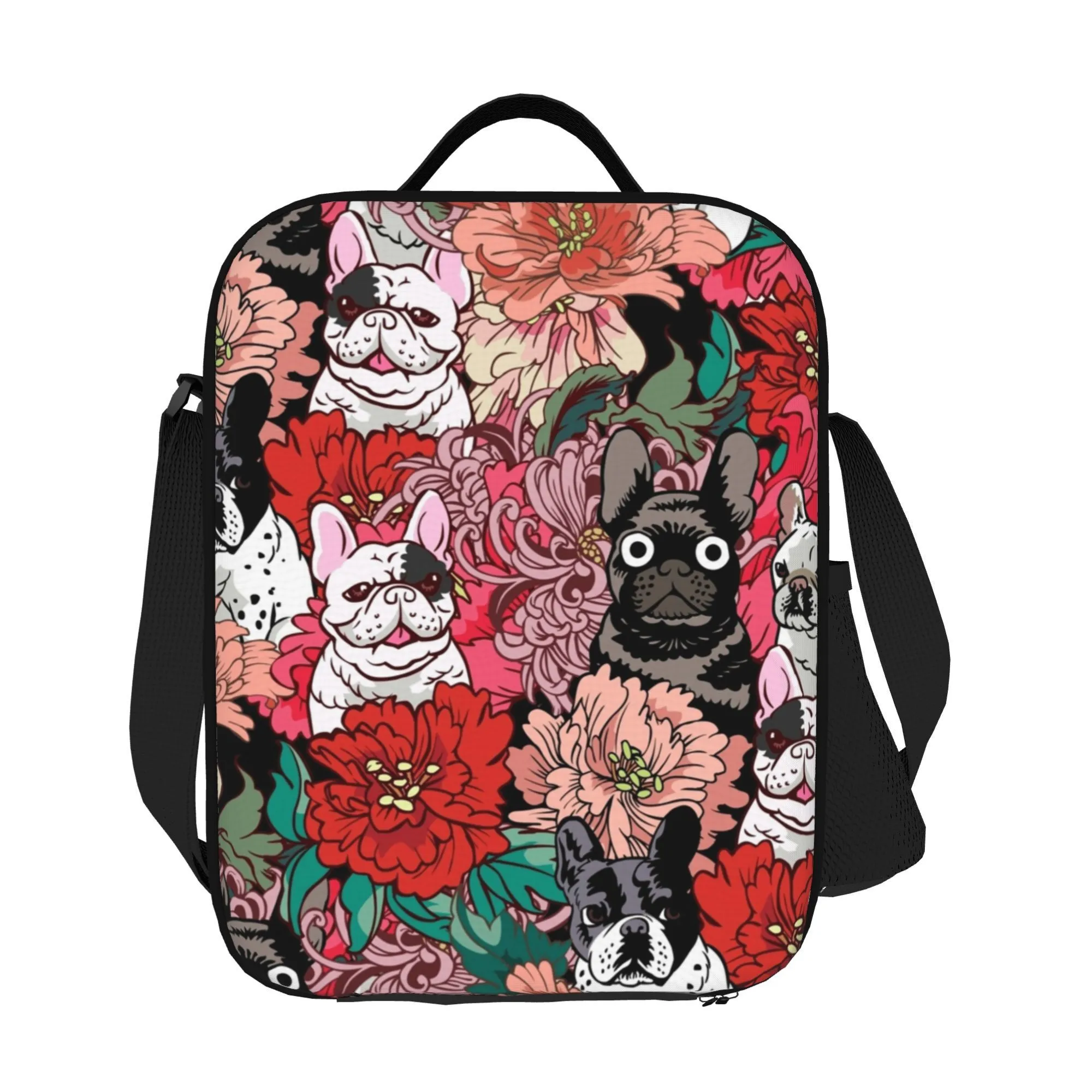 French Bulldog Print Tote Bag Portable Insulated Handbag for Office Travel Shopping Everyday Carry for Dog Lovers
