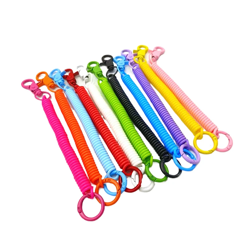 Colorful Lobster Clasp ID Card Holder Lanyard Keyring Anti-lost Spring Rope Retractable Keychain Mobile Phone Chain