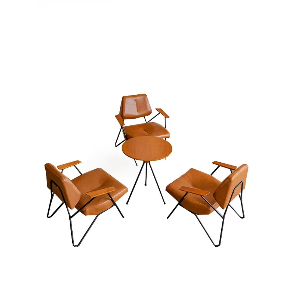 

Iron Art Industrial Wind Single Small Sofa Milk Tea Leisure Negotiation Office Meeting Table Chair Coffee Table Combination