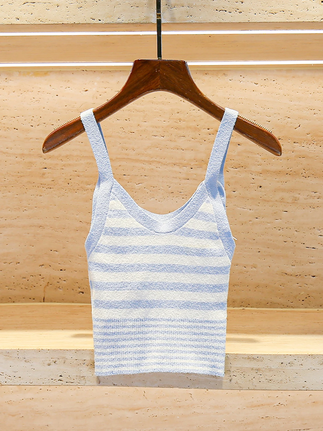 

High-End Women's Summer Striped Knitted Cardigan + Vest Top Set S Home South Oil Commute Sle ort Length Regular Fit