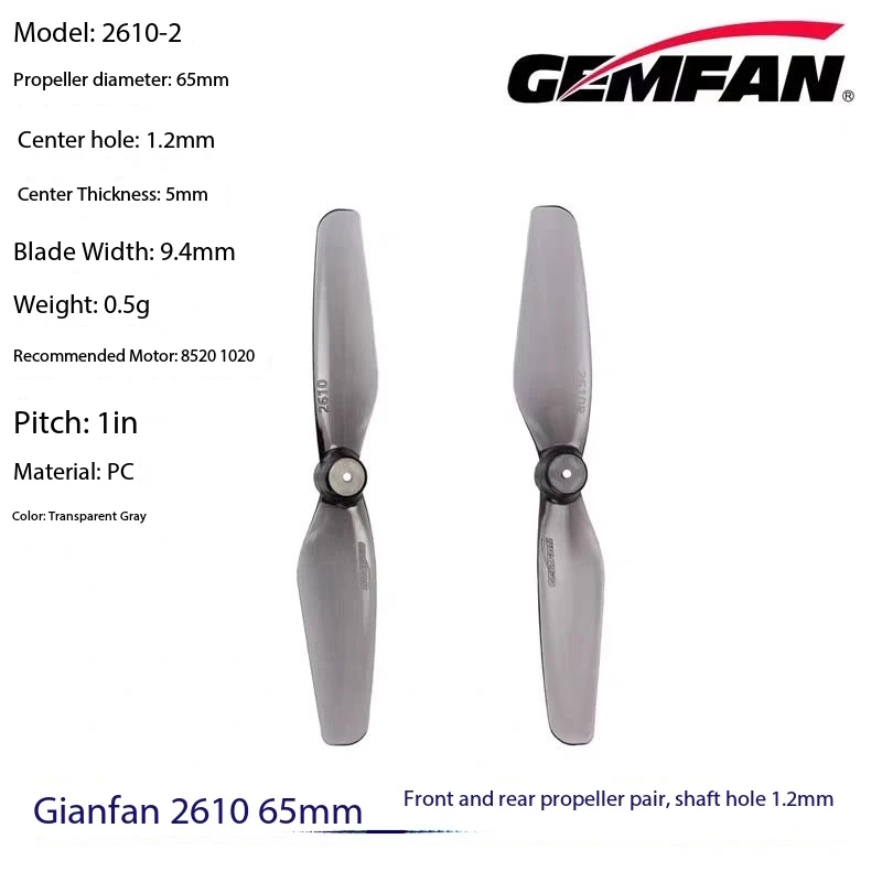 4 pairs Gemfan 2610-2 65mm 2-Blade PC Propeller 4CW+4CCW for RC FPV Hollow Cup Football  Drones DIY Parts