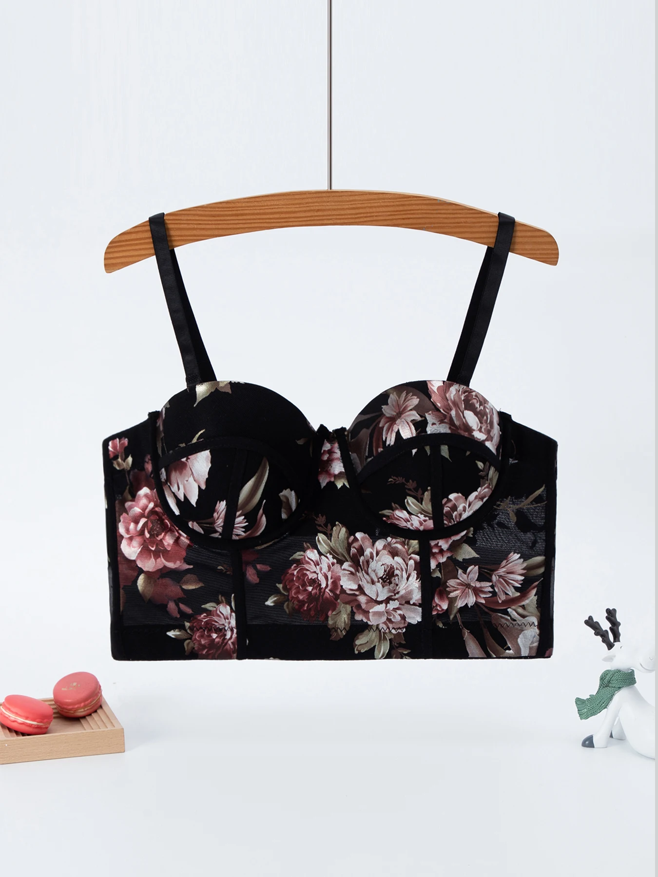 Floral Printed Bra Breathable Fish Bone Bra Buckle Style Design Adjustable Size Elegant Comfortable New Shoulder Strap Bra