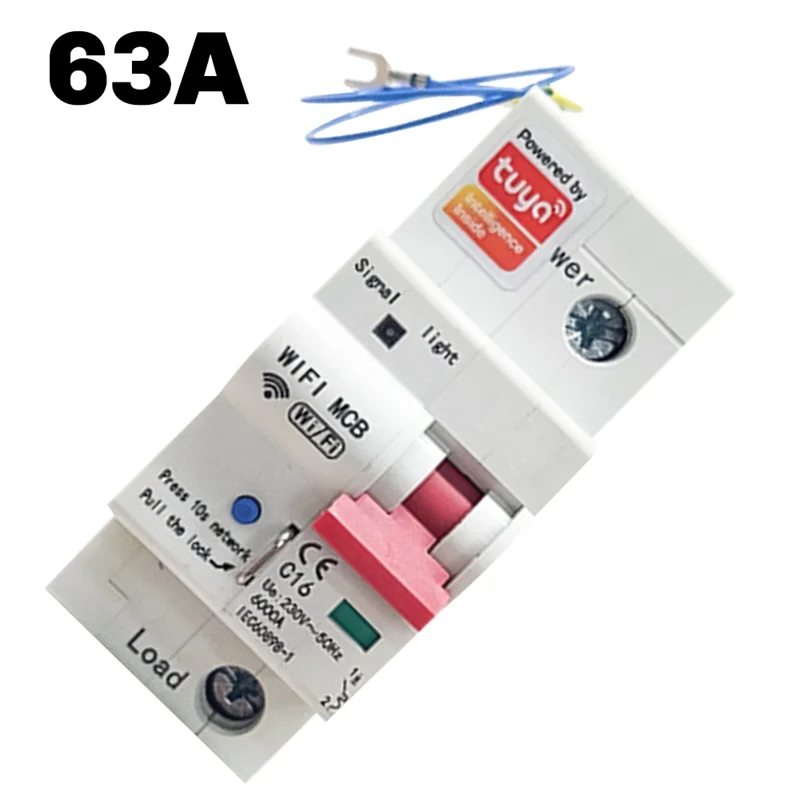 L72A-Smart WIFI 1P Energy Meter By TUYA With Circuit Breaker, Kwh Metering, And 63A Monitoring Timer Relay For Leakage Protectio