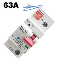L72A-Smart WIFI 1P Energy Meter By TUYA With Circuit Breaker, Kwh Metering, And 63A Monitoring Timer Relay For Leakage Protectio