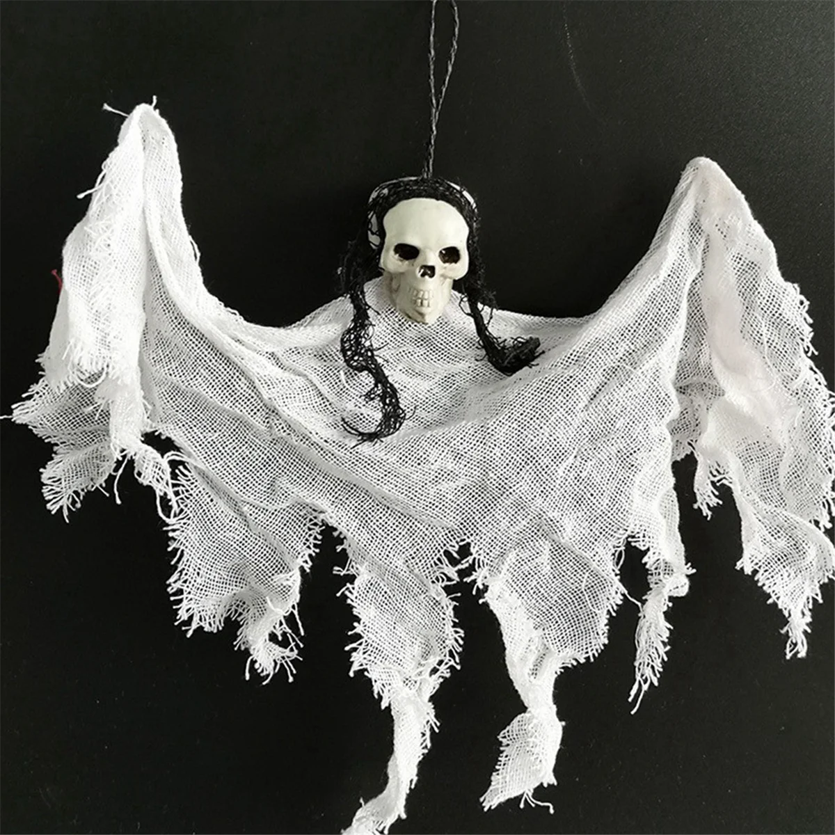 Fantasma del cranio Decorazioni di Halloween Casa stregata Fascino horror Mantelli appesi Mini fantasmi Nero