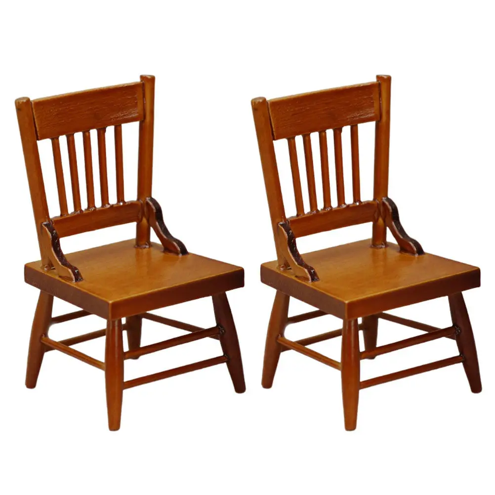 

2Pcs Wooden Mini House Decoration Accessory Set Lovely Bright Color Miniature Furniture for DIY Mini Scene Layout Home Decor