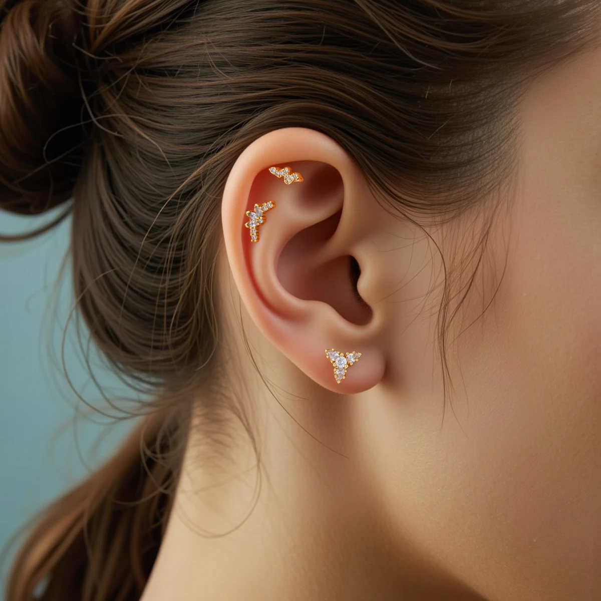 1 Stück Hypoallergene Ohrstecker Piercing Oreja Stahl Schmetterling Stern Mini Ohrring mit Schraubverschluss Helix Tragus Piercing Schmuck für Frauen – Detail 9