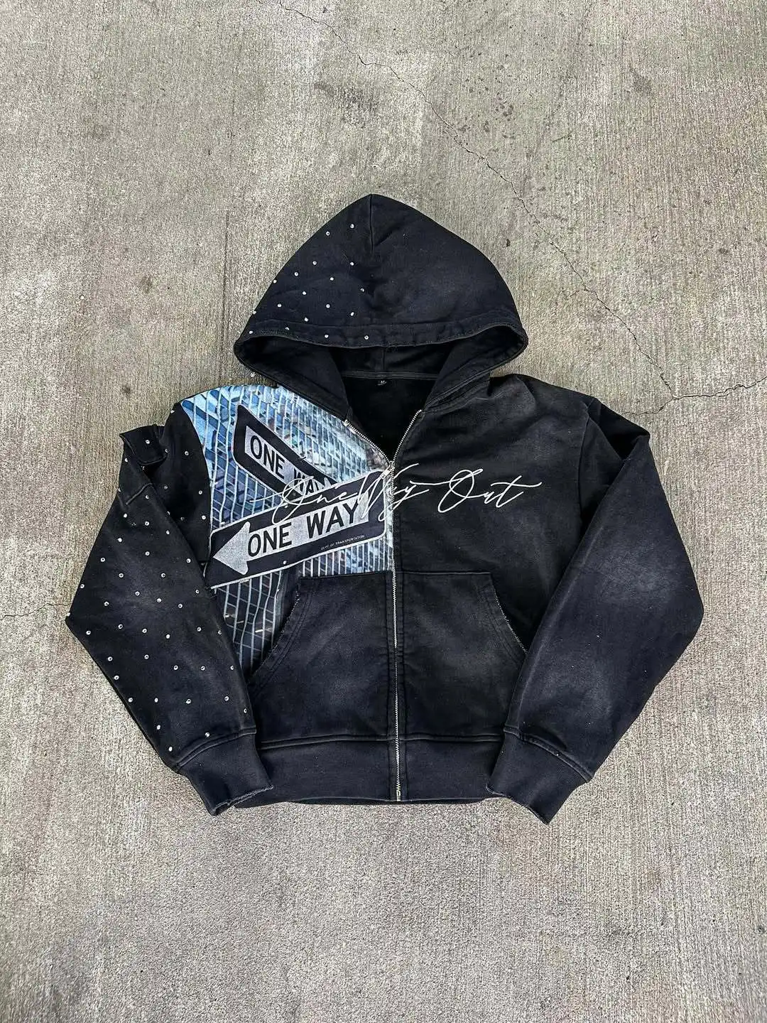 Neues Design Herbst/Winter Street Personalisierter Farbblock-Buchstabendruck Loser Hoodie mit Wasser-Diamanten für Männer und Frauen