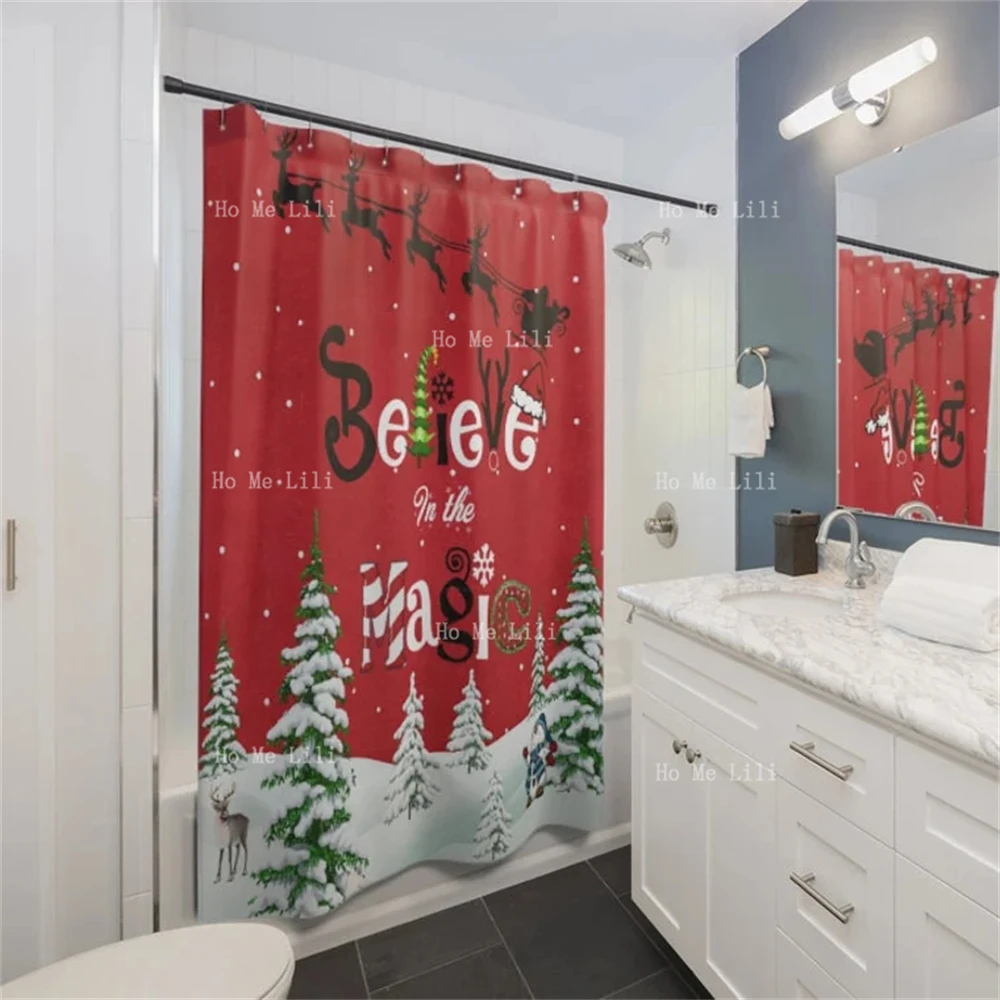 Merry Christmas Bathroom Decor Believe In The Magic Shower Curtains