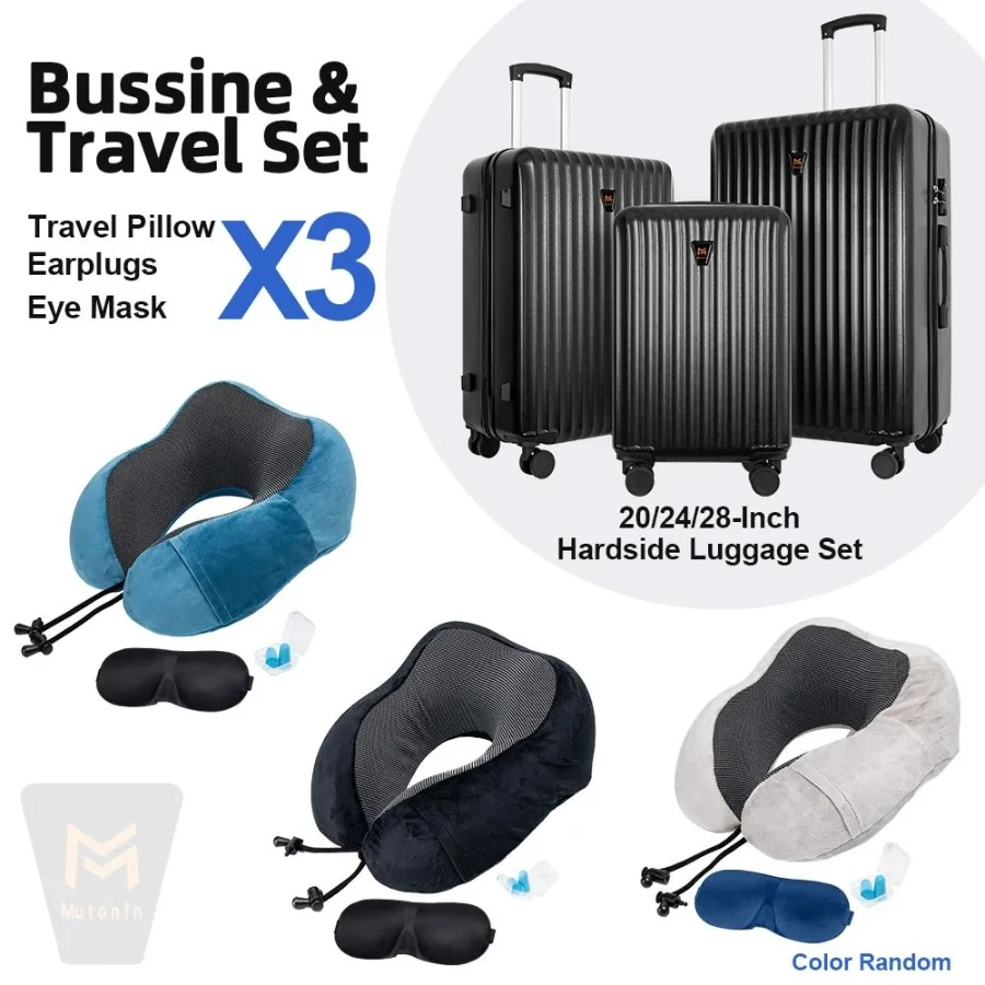 Ensemble de bagages 3 pièces, valise à coque rigide robuste, roues à Double Spinner, boîtier de chariot de voyage de grande capacité, comprend 3 pièces en forme d'US T