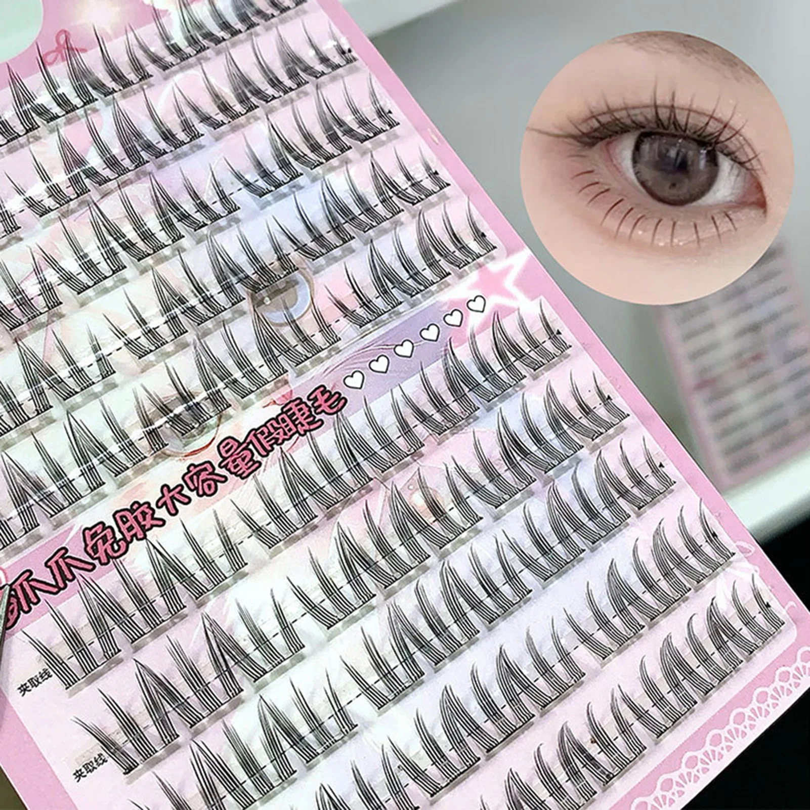 Noglue False Eyelashes extenstions individual cluster 9-13mm Mixed Length lashes glue free C Curl Volume clusters daily eyelash