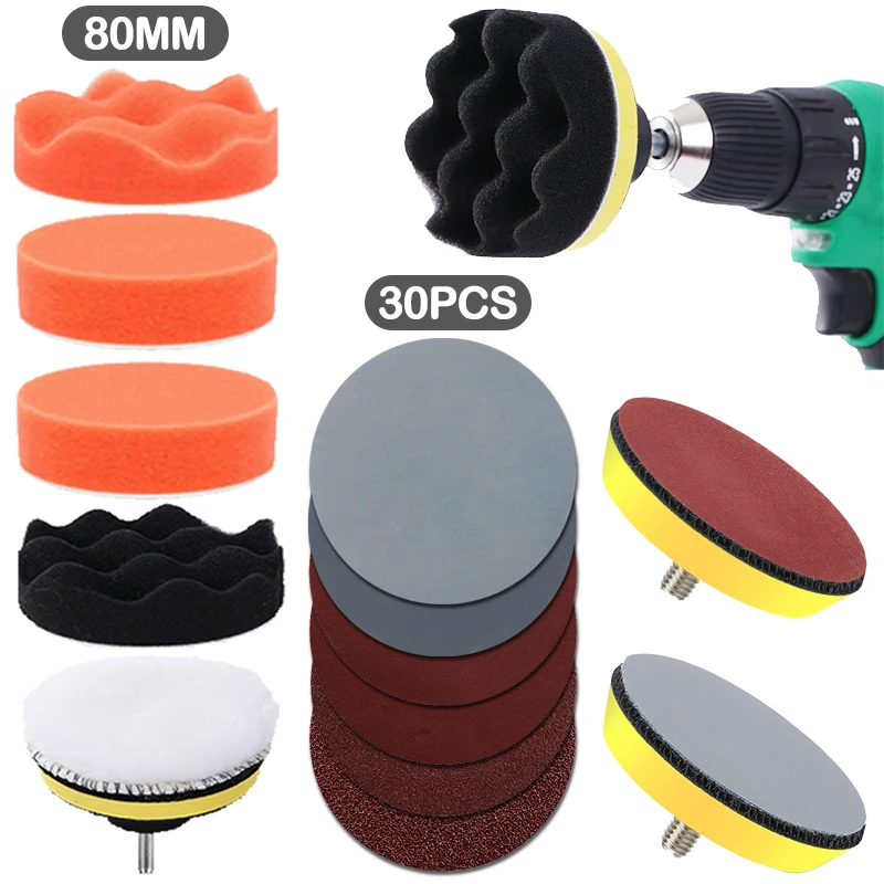 3 Inch Car Polishing Kit Polish Pad Car Polish Buffing Pad Abrasive Disc Sponge Foam Pads Polisher For Headlight Refurbish