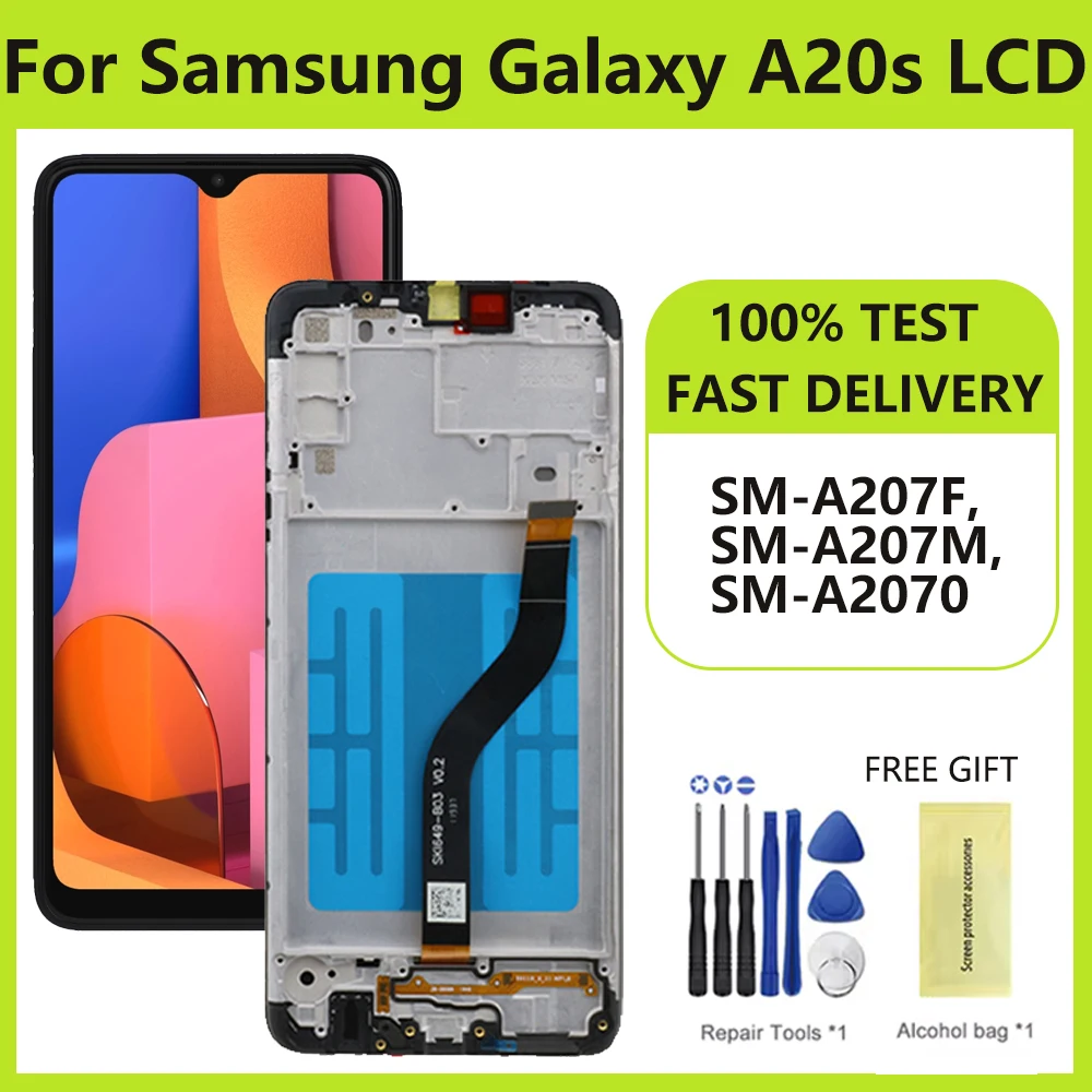 6.5'' Screen For Samsung Galaxy A20S SM-A207F LCD Display Touch Screen Digitizer Assembly With Frame For Samsung A20S SM-A207M