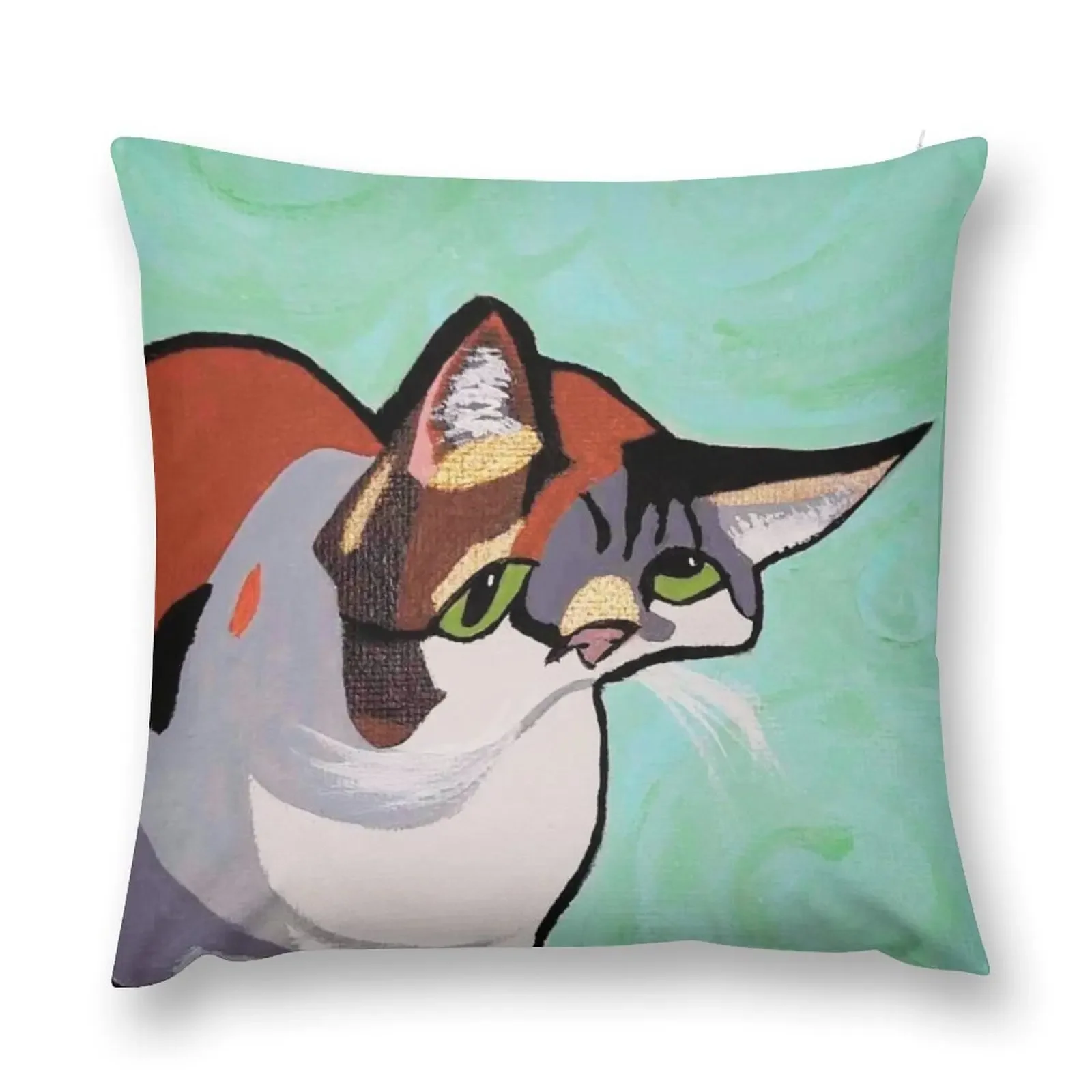 Distorted Cat Painting Throw Pillow Decorative Cushions anime girl pillow