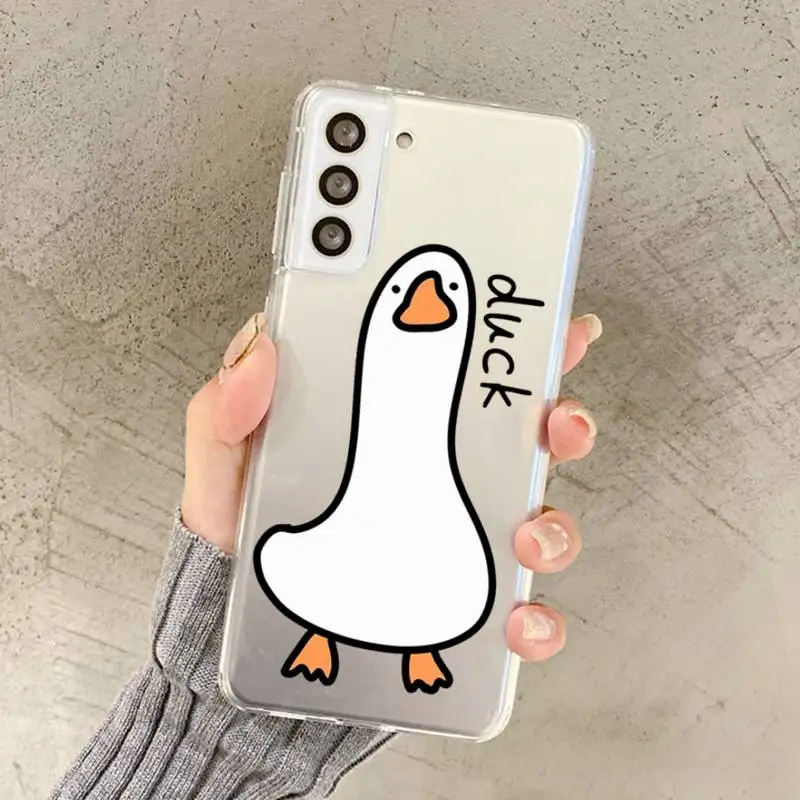 Cartoon Duck  Phone Case For Samsung S 20 21 22 23 for Redmi Note7 8 9 10 for Huawei P20 30 40 Clear Case