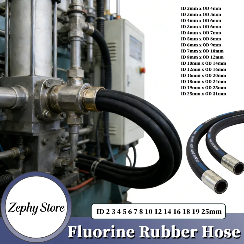 

Oil Resistant High Temperature Acid Alkali Corrosion Fluorine Rubber Hose FKM Viton Tube ID 2 3 4 5 6 7 8 10 12 14 16 18 19 25mm