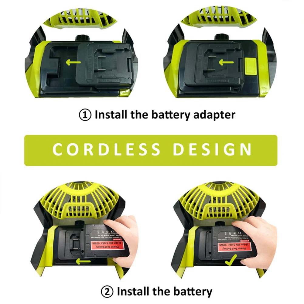 

[CNIM] For Makita for DEWALT Milwaukee 18V Li-Ion Battery with Adapte Work Fan with LED Light Portable Cordless
