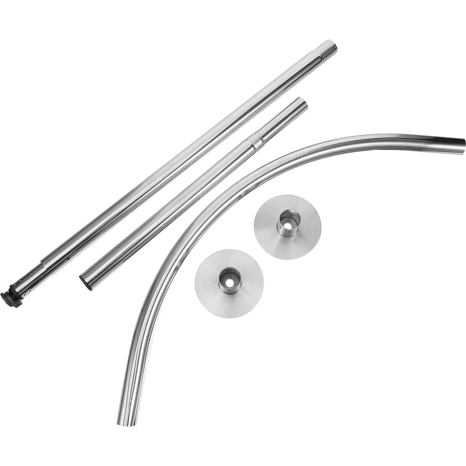 

Expandable Telescoping Pole Stainless Steel Curtain Rod Silver Curved Adjustable Tension Heavy Duty Shower Rod Window Closet