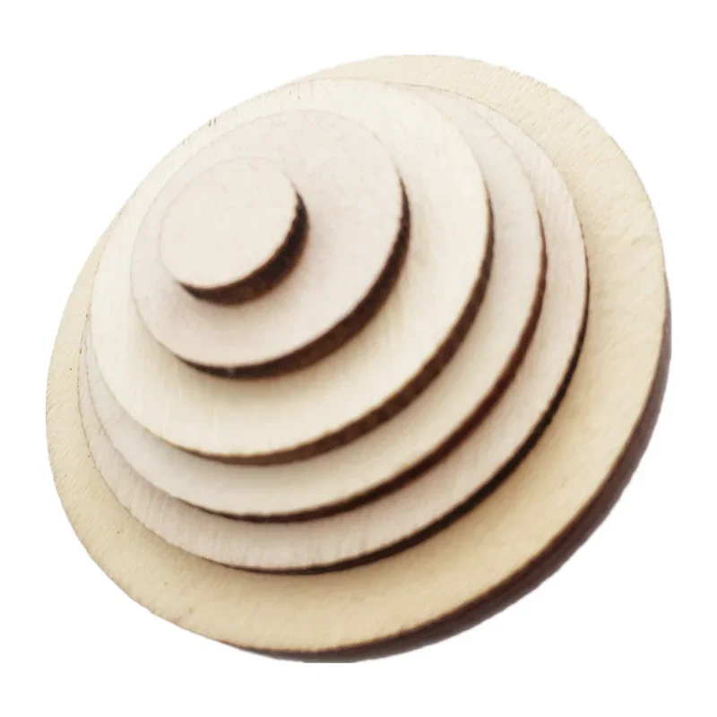 10-80mm Wood Rounds Dicss Crafts Natural Pine Round Unfinished Wood Slices Circles for Wood Craft Wedding Birthday Ornament