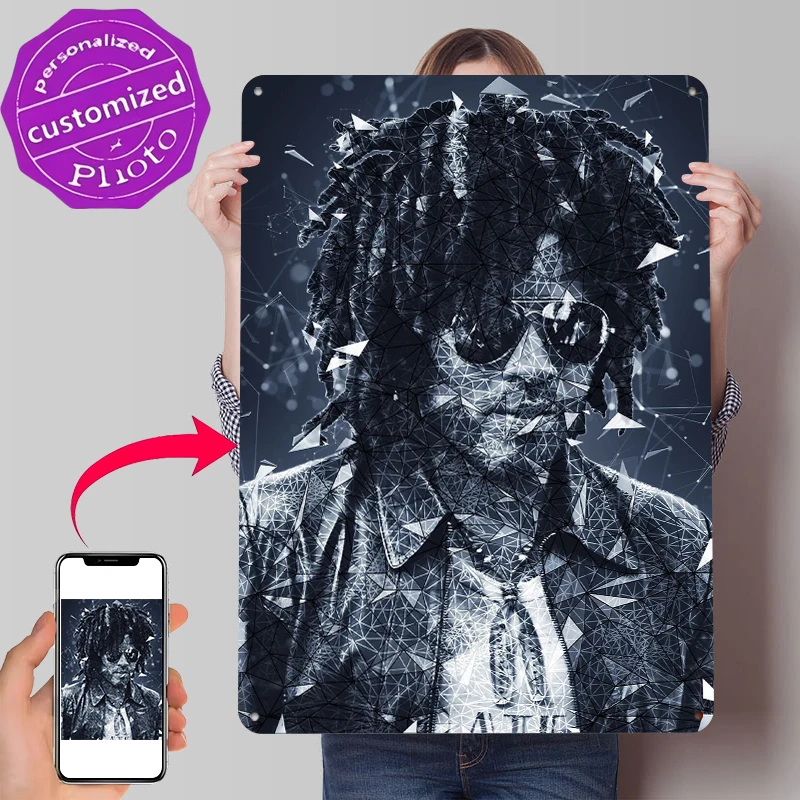 Lenny Kravitz Abstract Portrait Tinplate Poster Customized Wall Art Retro Vintage Metal Signs for Fans Home Decor Items Man Cave