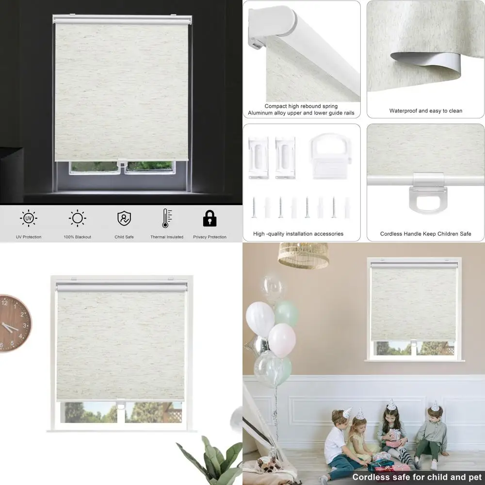 

Беспроводные затемняющие шторы для окон — 30 Вт x 72 часа, термоизоляция, бежевый бежевый, простая установка для помещений