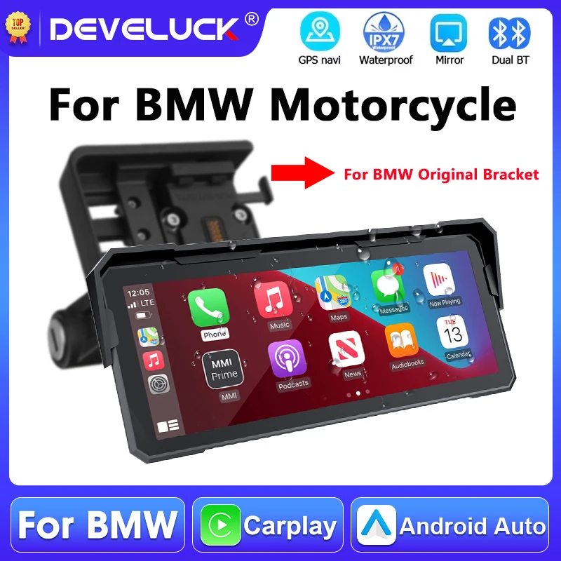 

8,1-дюймовый экран Carplay для мотоциклов BMW, GPS-навигация, беспроводной Carplay, Android Auto для BMW R1200GS/R1250GS/R1300GS/S1000XR