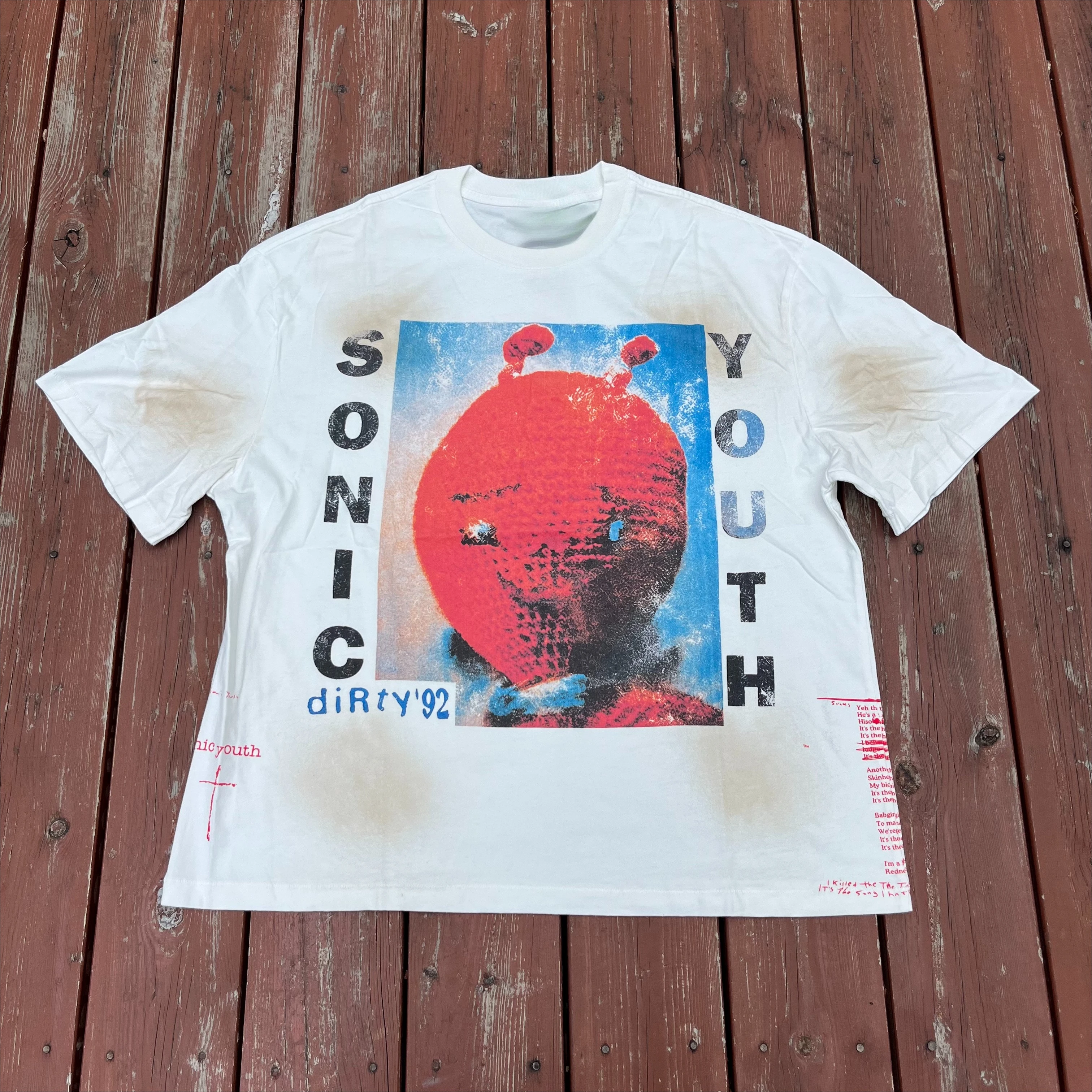 Wasteland Style Rock Roll Tops New Vintage Tee Outdoor Make Old Hand-painted Spray Dirty Kanye West Hip Hop T-shirt for Men