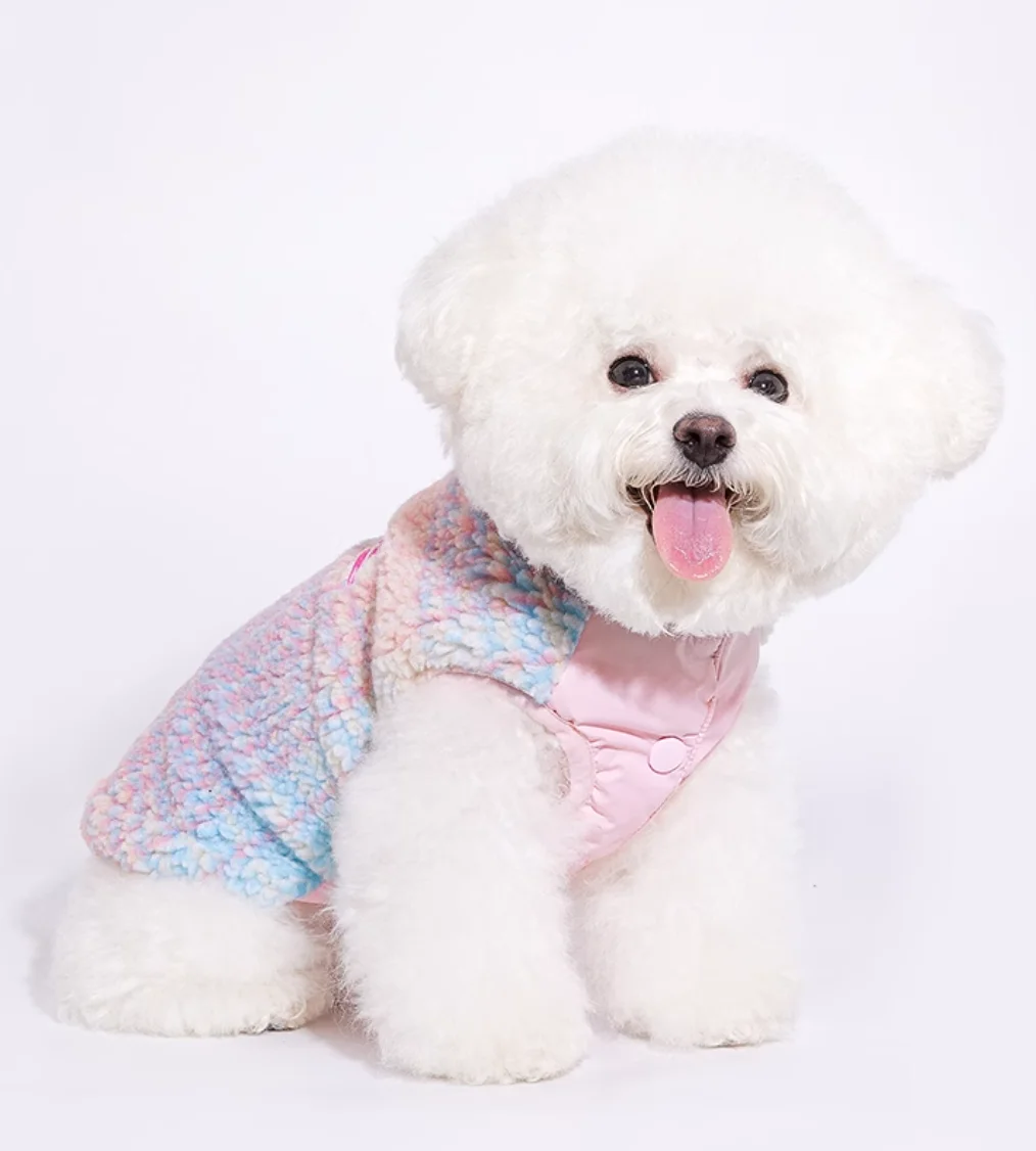 Thick Fleece Coat for Dogs and Cats, Retro Zipper Jacket, Small and Medium Dog Outwear, Pet Costume Clothes, Winter