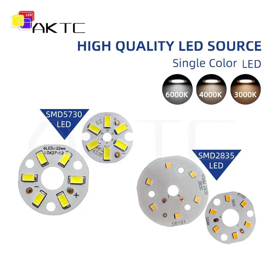 5 Pcs/lot 3W LED Round Board Constant Current 300mA 9V-10VAluminum Source Plate Dia 23/32/40 mm Single Color Warm/White/Neutral