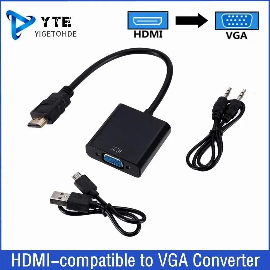 

HDMI-compatible to VGA Video Audio Converter 1080P Digital to Analog Adapter For PC Laptop TV Box To Projector Display HDTV