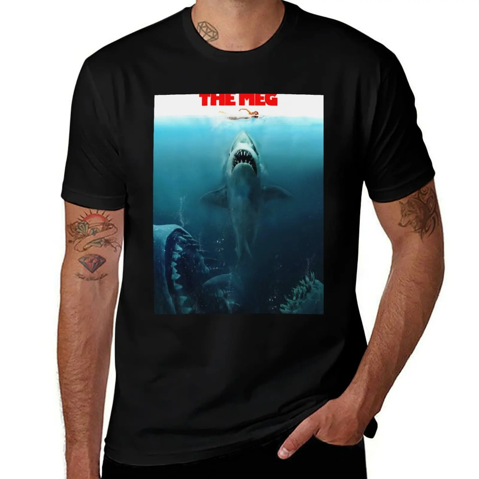 

Shark Poster T-Shirt man t shirts cotton man t shirt cotton T-Shirt