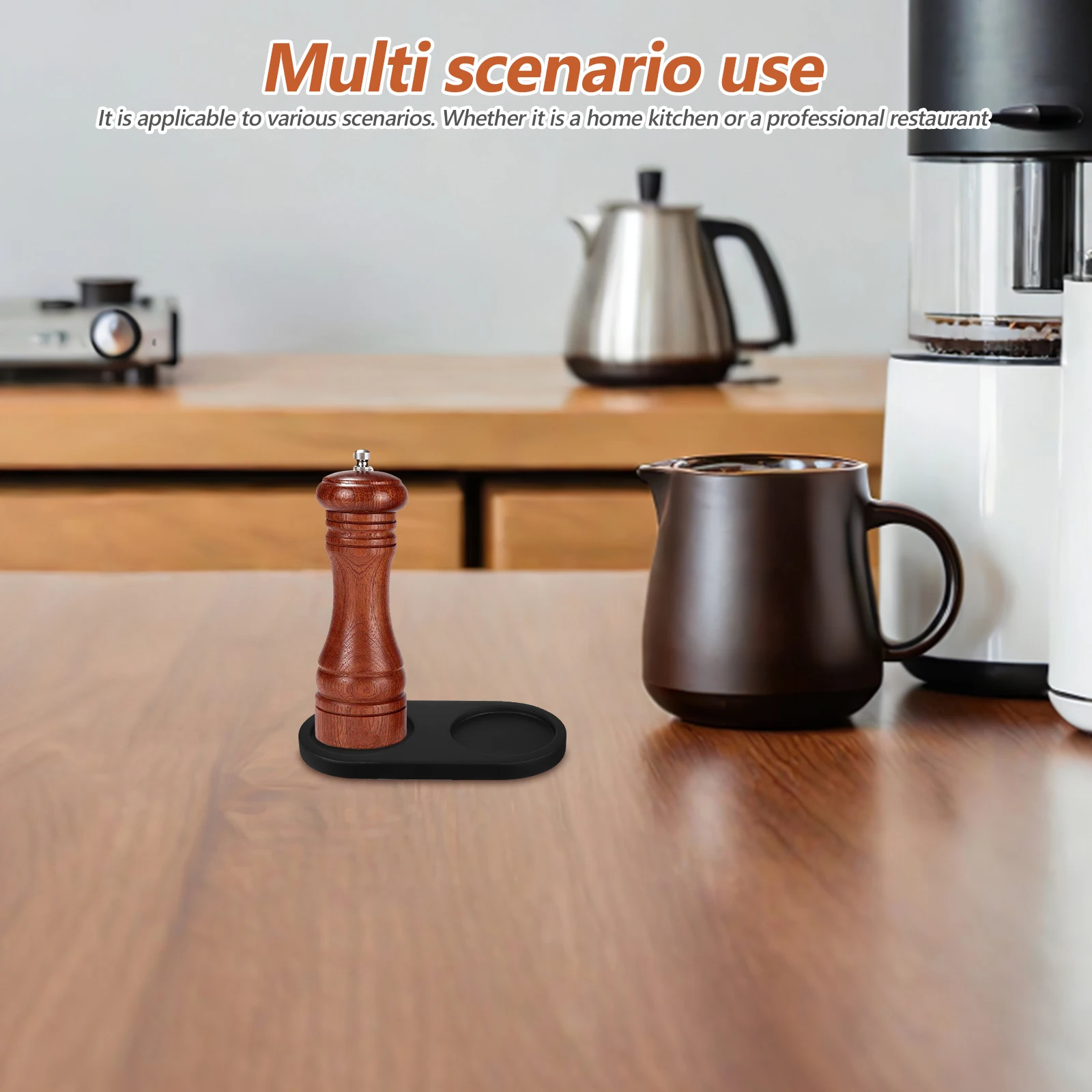 Juego de 2 Molinillos de Pimienta con Base de Madera - Bandeja Estable de 5.8cm de Diámetro Interior - Soporte de Exhibición para Molinillo de Cocina de Diseño Minimalista