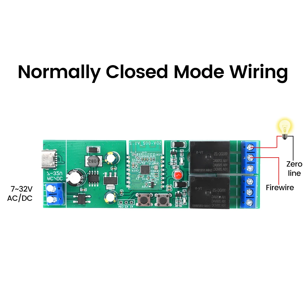 EWL APP DC/AC7-32V Type-C 5V 2/3/4 Way Bluetooth WIFI Relay Switch Module Type-C Interface