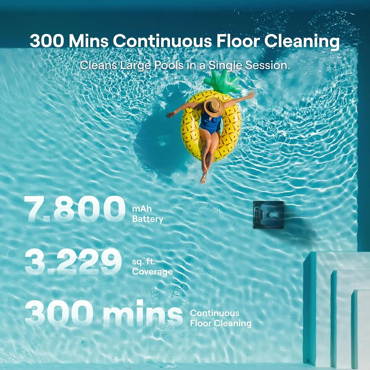 Beatbot Sora 10 Cordless Pool Vacuum Robot for Inground & Above Ground Pools, 6800 GPH Suction, Floor/Wall/Waterline view 3